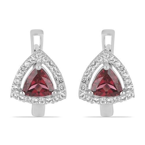BUY STERLING SILVER REAL RHODOLITE GEMSTONE HALO EARRINGS